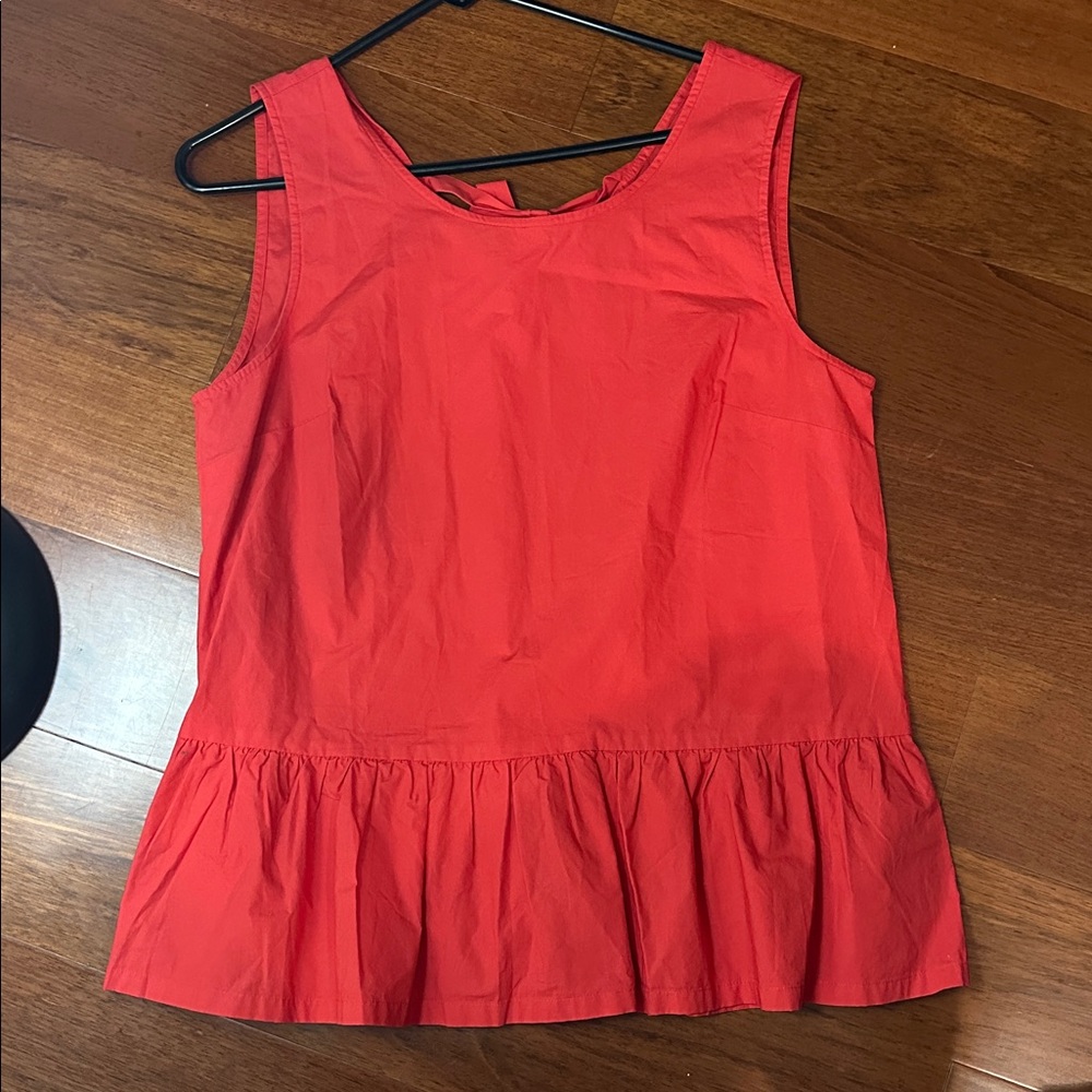 J. Crew Red Sleeveless Peplum 100% cotton medium red